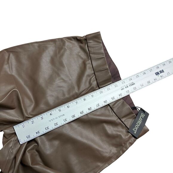 Blank NYC Pants Womens 29 Brown Faux Leather Skinny Ankle Slit Chocolate Pull On - Picture 9 of 14